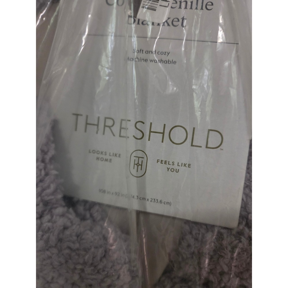 Threshold Cozy Chenille Blanket Gray King 108x92 Soft Warm Bedding - Picture 5 of 6